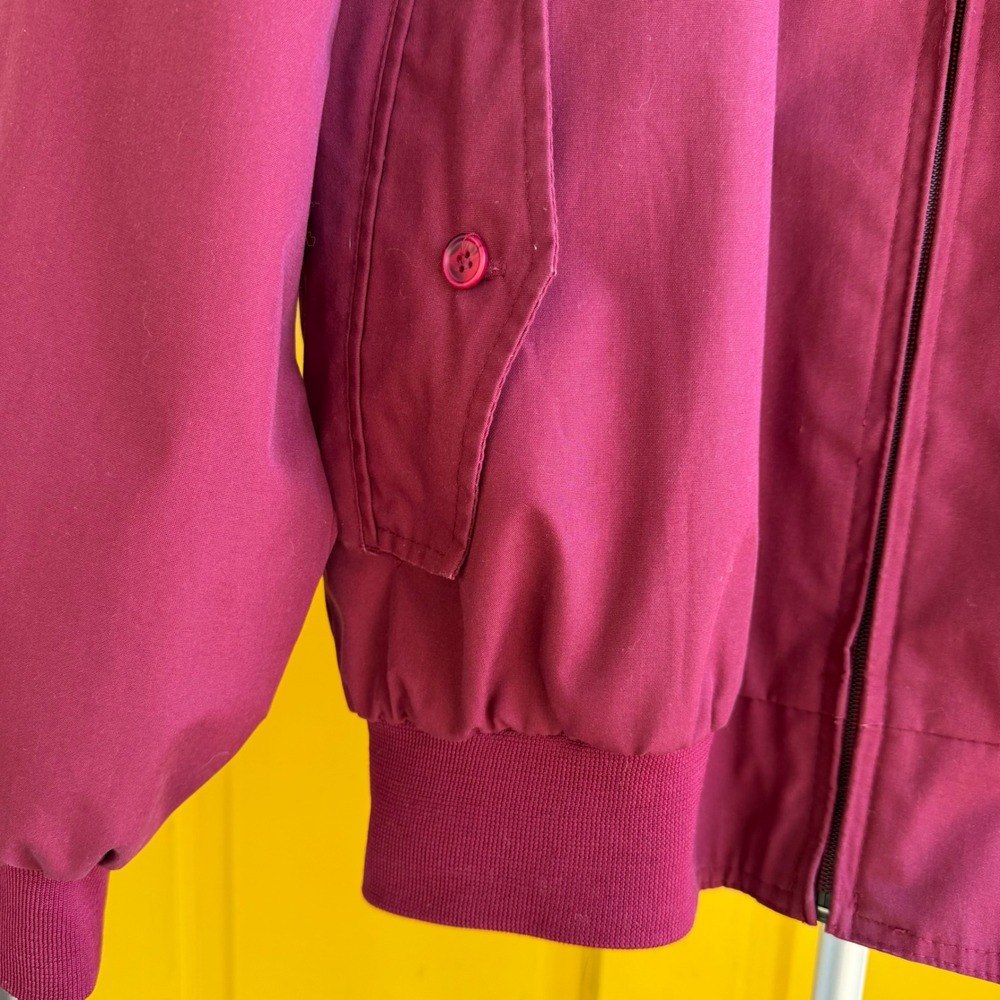 Vintage Field & Stream Burgundy Harrington Jacket Plaid Lined Bomber Mens Medium - Picture 2 of 8